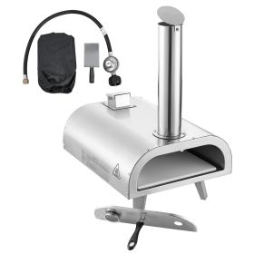 Dual Fuel Pizza Oven Outdoor, 12 Inch Wood Fire & Propane Gas Pizza Oven, Pellet & Propane Pizza-Maker with Thermometer