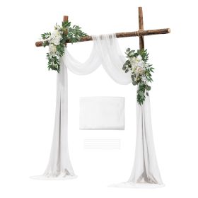 Artificial Wedding Arch Flowers Kit, White Wedding Arch Flowers with Drapes Kit (Pack of 3) - 2 Pcs Floral Arrangement, 1 Pcs Sheer Drapes