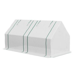 Portable Garden Hot House 6x3x3 ft with Two PE/PVC Covers 2 Roll Up Windows Clear