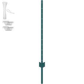 4 Feet Fence Post 10 Pack T-Post Heavy Duty Metal Fence Posts Green