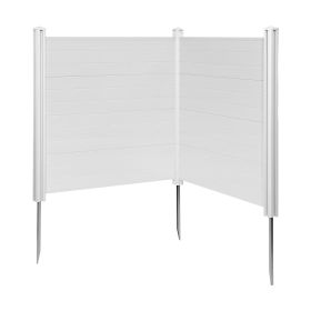 2 Panels Outdoor Privacy Screen, 50 x 50 in Air Conditioner Fence with 27.6 in Ground Stakes, Pool Equipment Enclosure, Horizontal Vinyl Privacy