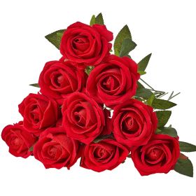 Artificial Flowers, 500 pcs Real Looking Red Foam Fake Roses Bulk, Faux Red Bridal Shower with Stems for DIY Wedding Bouquets