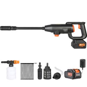Cordless Pressure Washer, 580-PSI 1.1 GPM Portable Power Cleaner, Handheld High-Pressure Car Washer Gun with 4.0Ah Battery, Charger, 6-in-1 Nozzl