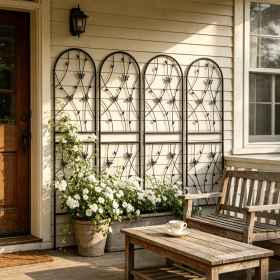4 Pack Metal Garden Trellis 71" x 19.7" Rustproof Trellis for Climbing Plants Outdoor Flower Support Butterfly Deco Black