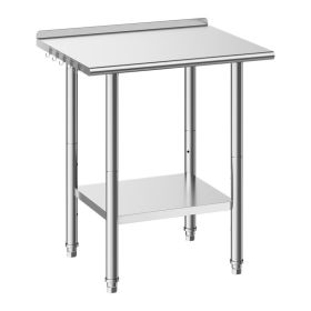 Stainless Steel Work Table, 24x30 Inch Food Prep Table With Backsplash, Commercial Kitchen Workstation With Adjustable Undershelf, Metal Heavy Du (Option: Default)
