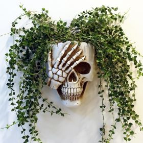 Wall Planter for Indoor Outdoor Plants, Hanging Skull Vase Unique Face Flower Pot Head Planters (Color: Don't Look White)